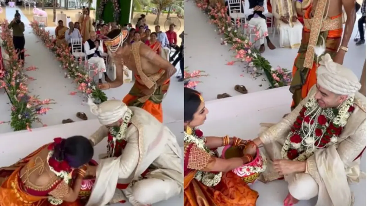 Bride groom fight video: ரோஜா பூ கலந்த நீர் பானையில் மணமக்களின் கியூட் சண்டை...வைரல் வீடியோ!