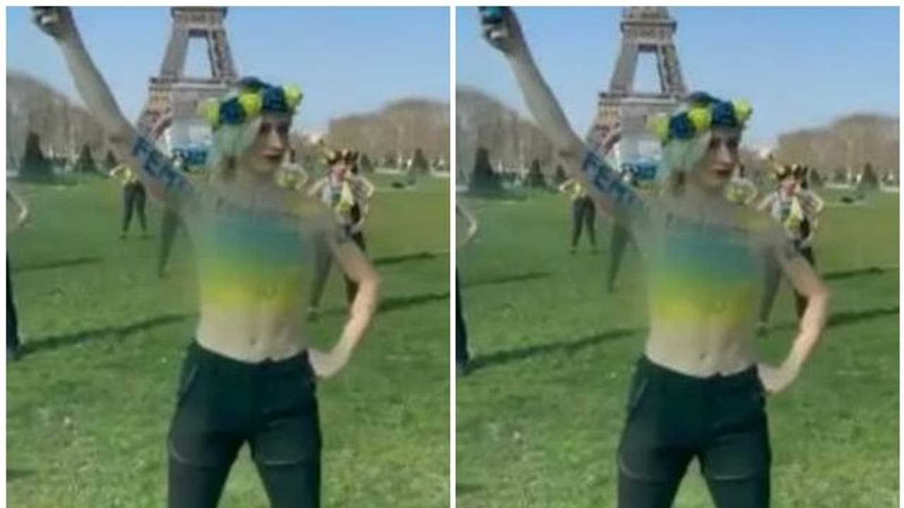 Topless Protest Against Vladimir Putin : വ്ലാഡിമിർ പുടിനെതിരെ പാരിസിൽ സ്ത്രീകളുടെ ടോപ്ലെസ് പ്രതിഷേധം Topless Protest Against Vladimir Putin : വ്ലാഡിമിർ പുടിനെതിരെ പാരിസിൽ സ്ത്രീകളുടെ ടോപ്ലെസ് പ്രതിഷേധം