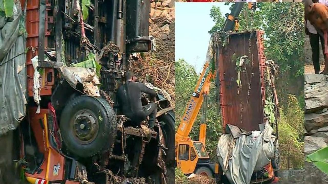 മറിയപ്പള്ളിയിൽ പാറമടക്കുളത്തിൽ വീണ ലോറി പുറത്തെടുത്തു; ഡ്രൈവറുടെ മൃതദേഹം കിട്ടി