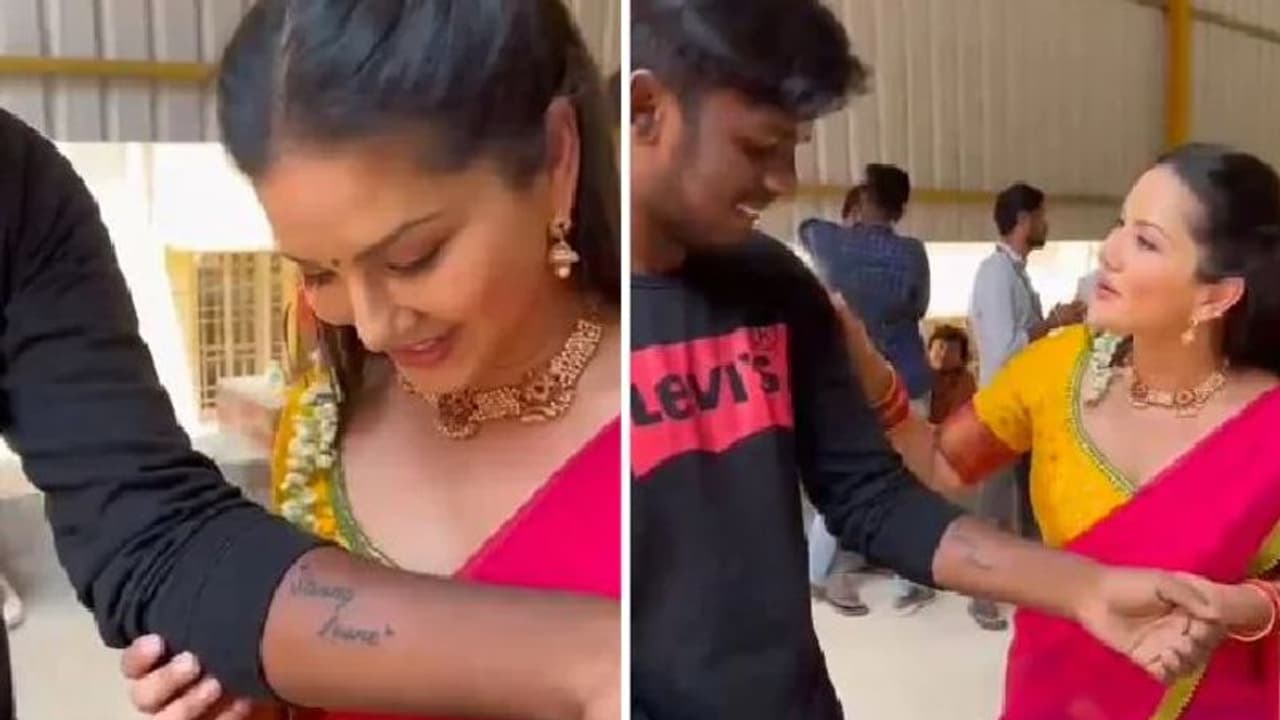 Sunny Leone : ആരാധകന്റെ കൈ പിടിച്ച് സന്തോഷത്തോടെ സണ്ണി ലിയോണ്‍; വീഡിയോ