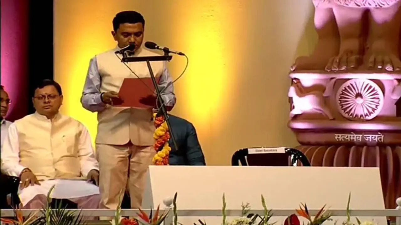 Pramod Sawant takes oath as Goa CM for second term in presence of PM Modi, Amit Shah Pramod Sawant takes oath as Goa CM for second term in presence of PM Modi, Amit Shah