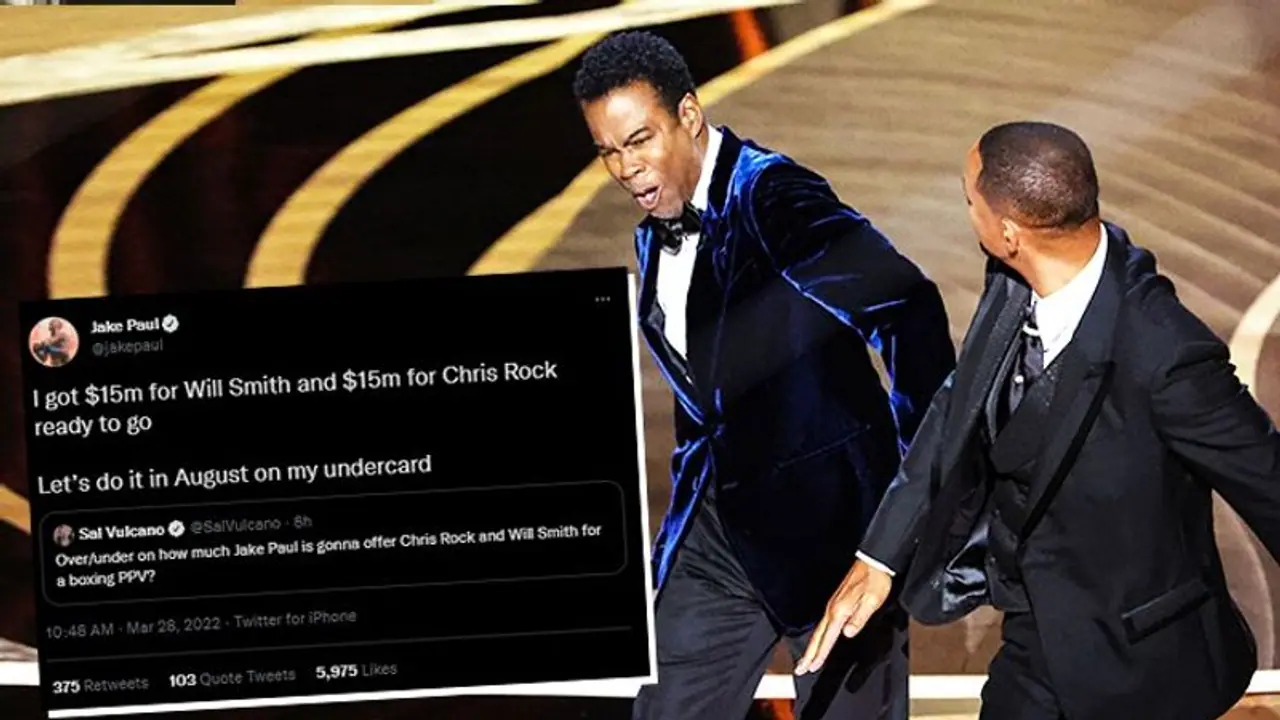Oscars 2022: Jake Paul offers Will Smith and Chris Rock $15 million each for boxing match Oscars 2022: Jake Paul offers Will Smith and Chris Rock $15 million each for boxing match