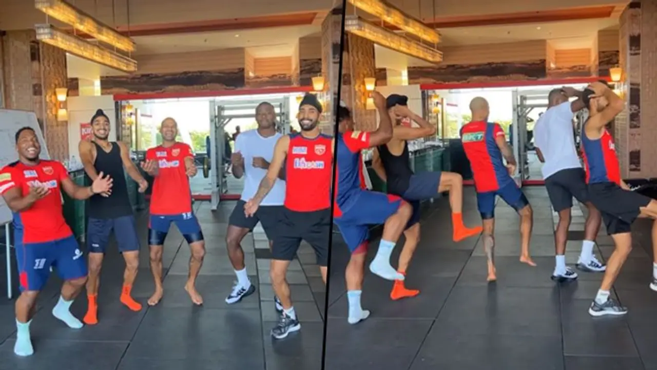 Watch Shikhar Dhawan shake a leg with Punjab Kings teammates Watch Shikhar Dhawan shake a leg with Punjab Kings teammates