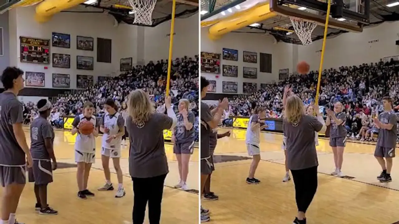 Watch: Silent crowd erupts with joy after visually impaired student scores in basketball game