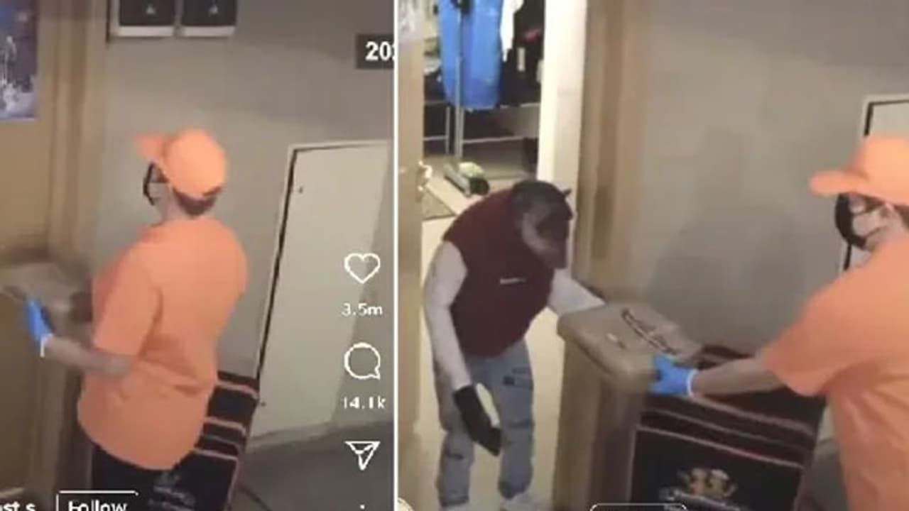 Viral Video : ഡെലിവറിയുമായി വന്ന സ്ത്രീ ഞെട്ടി; പിസ വാങ്ങിയത് ഒരു ആള്‍കുരങ്ങന്‍ 