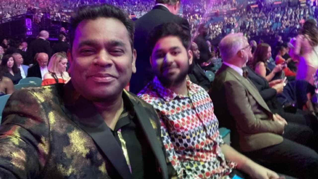 Grammy Awards :கிராமி விருதுகள் நிகழ்ச்சியில் மகனுடன் மாஸாக என்ட்ரி கொடுத்த ஏ.ஆர்.ரகுமான் வைரலாகும் போட்டோ