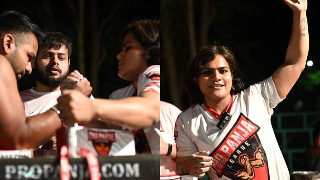 Women's Pro Panja League champion Chetna Sharma upsets IIT Mumbai in arm wrestling Women's Pro Panja League champion Chetna Sharma upsets IIT Mumbai in arm wrestling