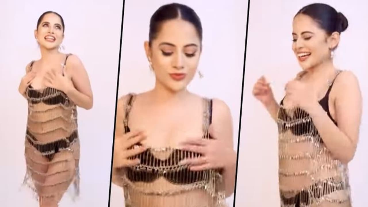 সারা গায়ে আটকানো সেফটিপিন, অন্তর্বাস পরে উদ্দাম নেচে ভাইরাল হলেন উরফি জাভেদ