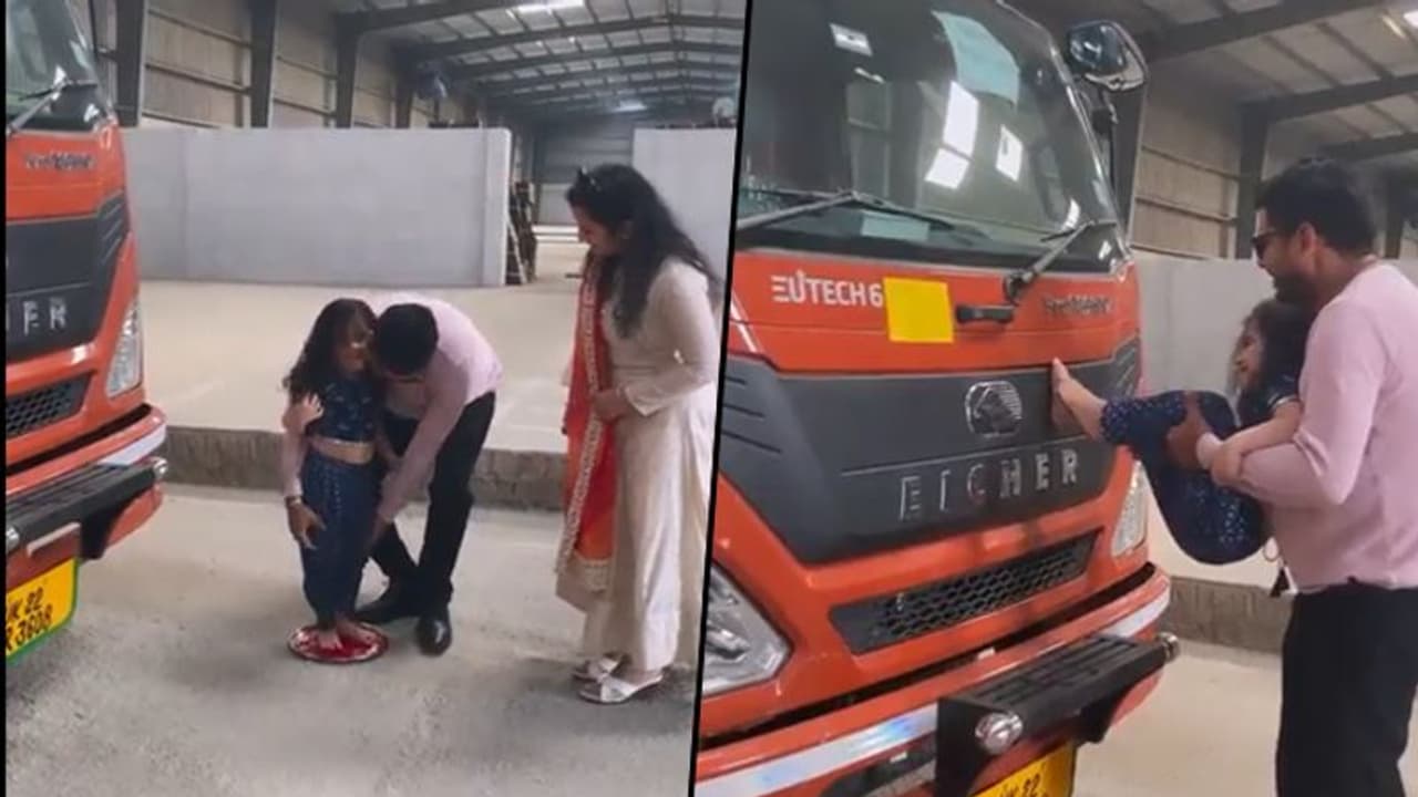 Man places his daughter's feet impression on the brand new trucks; watch this heart warming video here Man places his daughter's feet impression on the brand new trucks; watch this heart warming video here