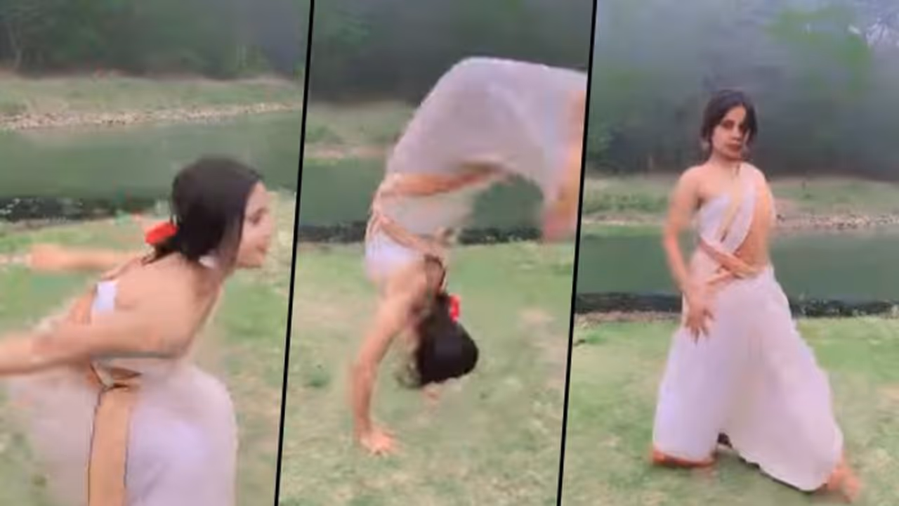 Woman does an incredible backflip in a saree; video goes viral