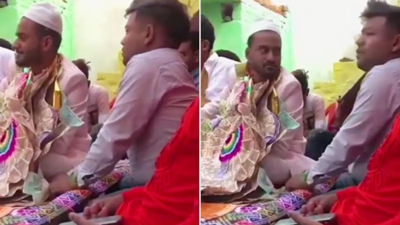 Watch: Man stealing money from the groom's garland leaves netizens in splits