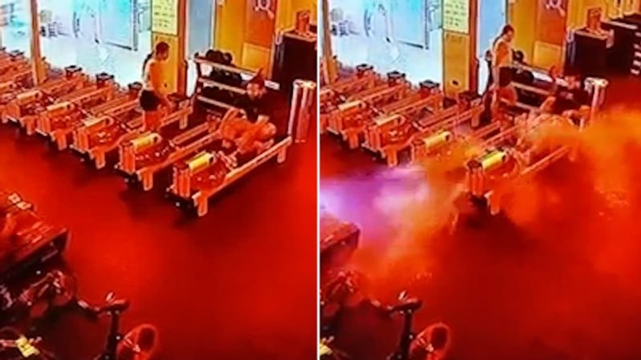 Watch: Water rowing machine burst out mid workout; netizens can't stop their laugh