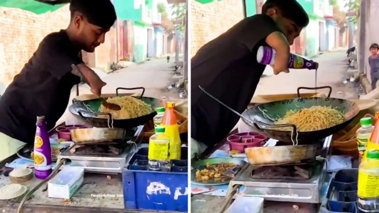 Watch: Differently abled man stir fries noodles at his roadside stall; leaves internet emotional