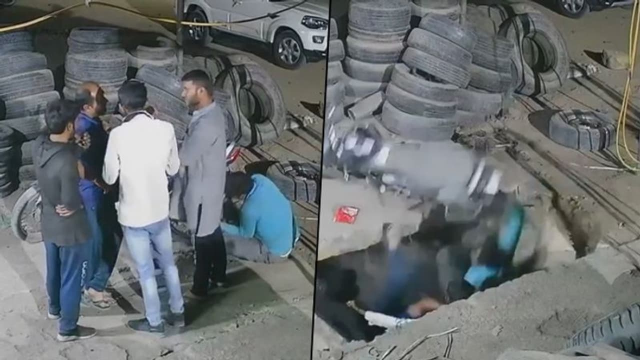 Mechanic shop ground collapses in Rajasthan; 5 men and a bike sink inside Mechanic shop ground collapses in Rajasthan; 5 men and a bike sink inside