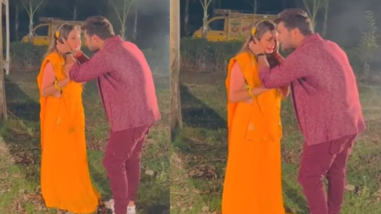 शूटिंग के बीच खेसारी लाल के गले लग अचानक फूट फूटकर रोने लगी ये हीरोइन, फिर देखें आगे क्या हुआ