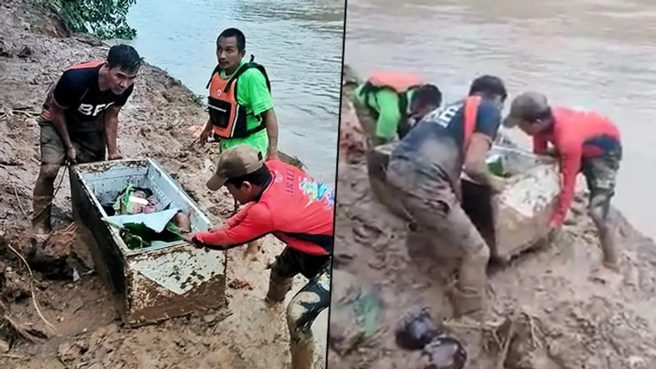 Philippine Boy miraculously survives landslide by hiding inside a refrigerator; watch
