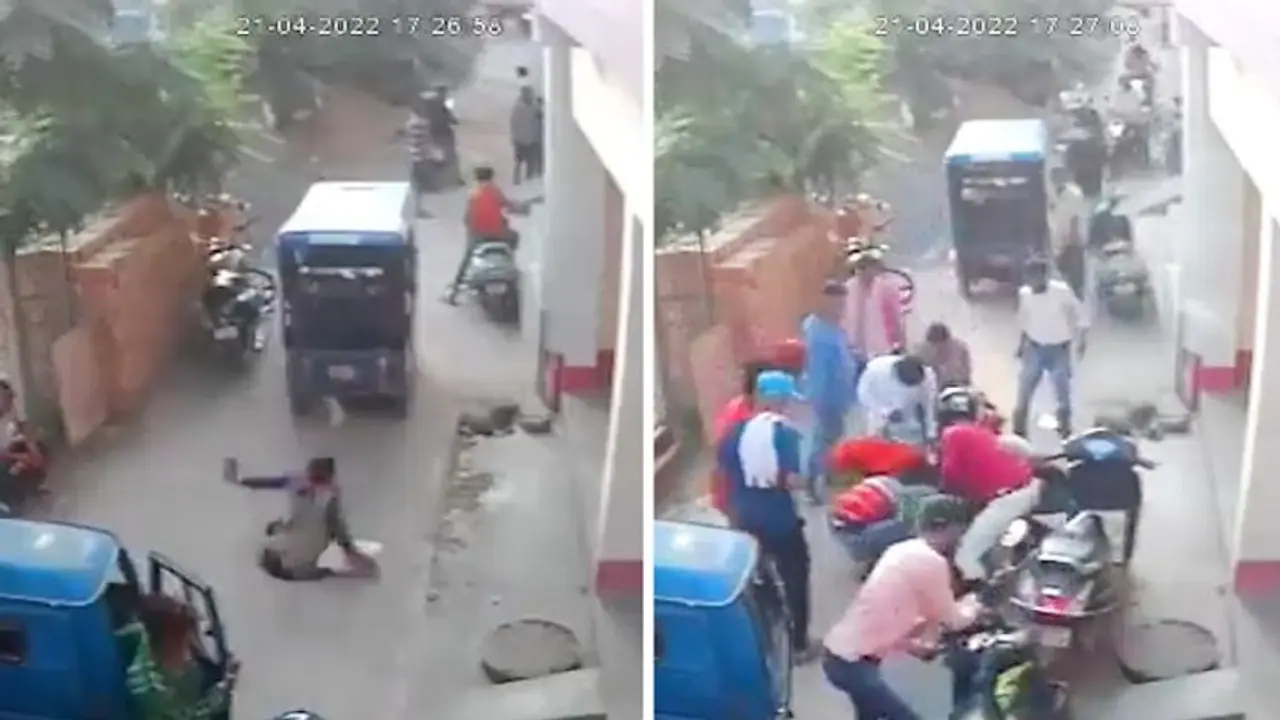 Watch: Woman in Patna falls into a manhole while talking on phone
