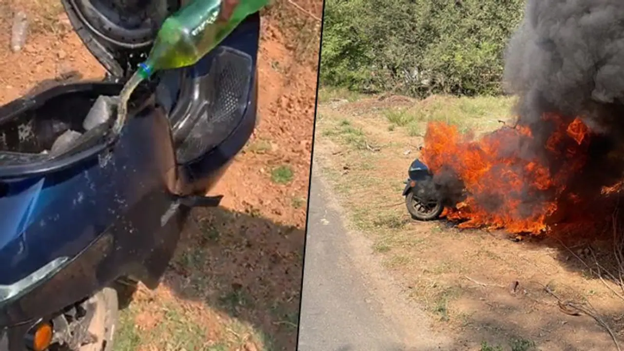 Watch: Man sets his e bike ablaze after service centre fails to extend timely support