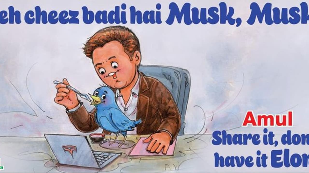 ‘Yeh cheez badi hai Musk, Musk’: Amul’s quirky doodle on Elon Musk’s Twitter takeover