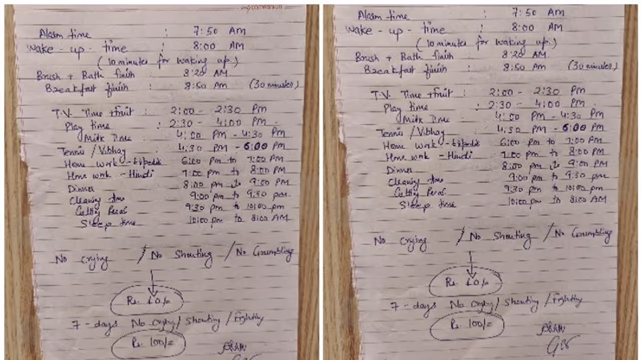 ఆరేళ్ల కొడుకుతో తండ్రి ఒప్పందం వైరల్.. టైం టేబుల్ ఫాలో కావడానికి అంగీకారం.. అల్లరి చేయకుంటే రూ. 100 డీల్