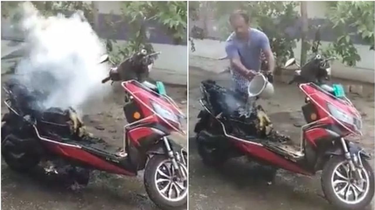 വീണ്ടും ഇലക്ട്രിക് സ്കൂട്ടർ തീപിടിച്ച് അപകടം; ഉടമ സാഹസികമായി രക്ഷപ്പെട്ടു