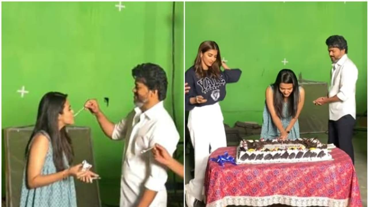 Aparna Das birthday video: பீஸ்ட் தளத்தில் கேக் ஊட்டிய தளபதி..படு குஷியான அபர்ணா தாஸ்.. வைரல் வீடியோ... Aparna Das birthday video: பீஸ்ட் தளத்தில் கேக் ஊட்டிய தளபதி..படு குஷியான அபர்ணா தாஸ்.. வைரல் வீடியோ...