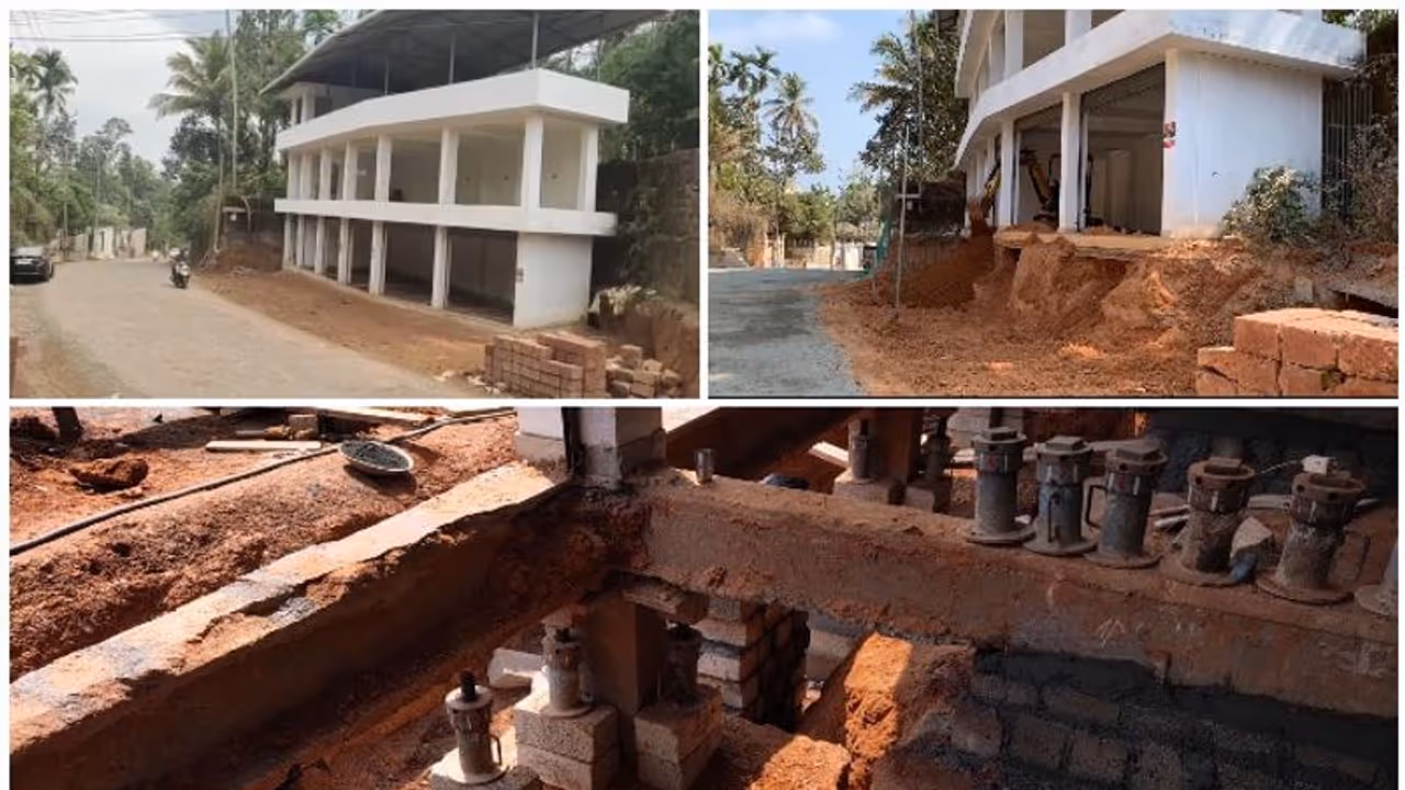 റോഡ് നവീകരണം പണി കൊടുത്തു; നിലം കുഴിച്ച് കെട്ടിടം താഴ്ത്തി തിരിച്ചടിച്ച് ഉടമ