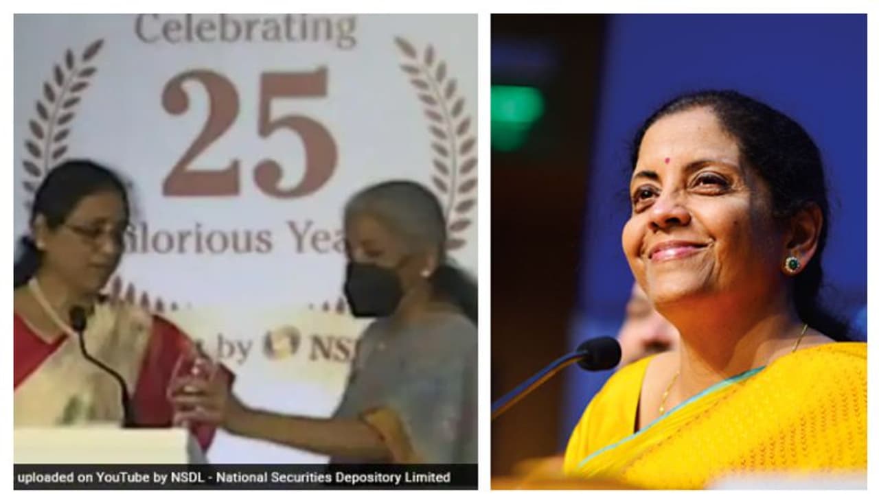 പ്രസം​ഗത്തിനിടെ ദാഹിച്ച് പത്മജ ചുന്ദ്രു, വെള്ളമെടുത്ത് നൽകി നിർമലാ സീതാരാമൻ; കൈയടിച്ച് വേദി 