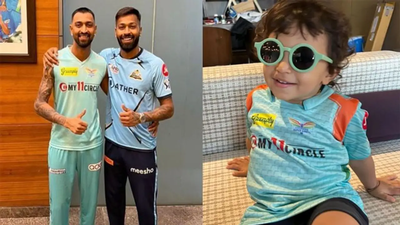 LSG vs GT मैच में पापा नहीं ताऊ को सपोर्ट करेगा हार्दिक पांड्या का बेटा, क्रुणाल ने शेयर की अपने फैन की तस्वीर LSG vs GT मैच में पापा नहीं ताऊ को सपोर्ट करेगा हार्दिक पांड्या का बेटा, क्रुणाल ने शेयर की अपने फैन की तस्वीर