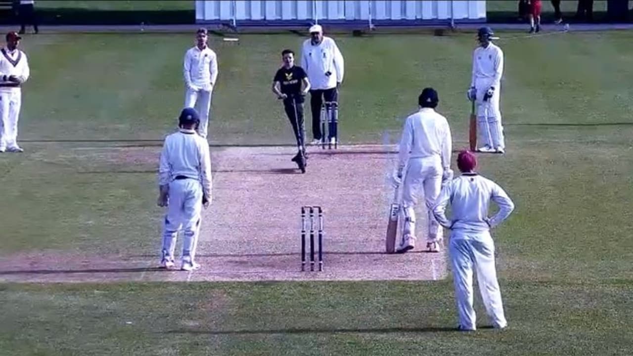 Scooter stops club level cricket match in England, video goes viral