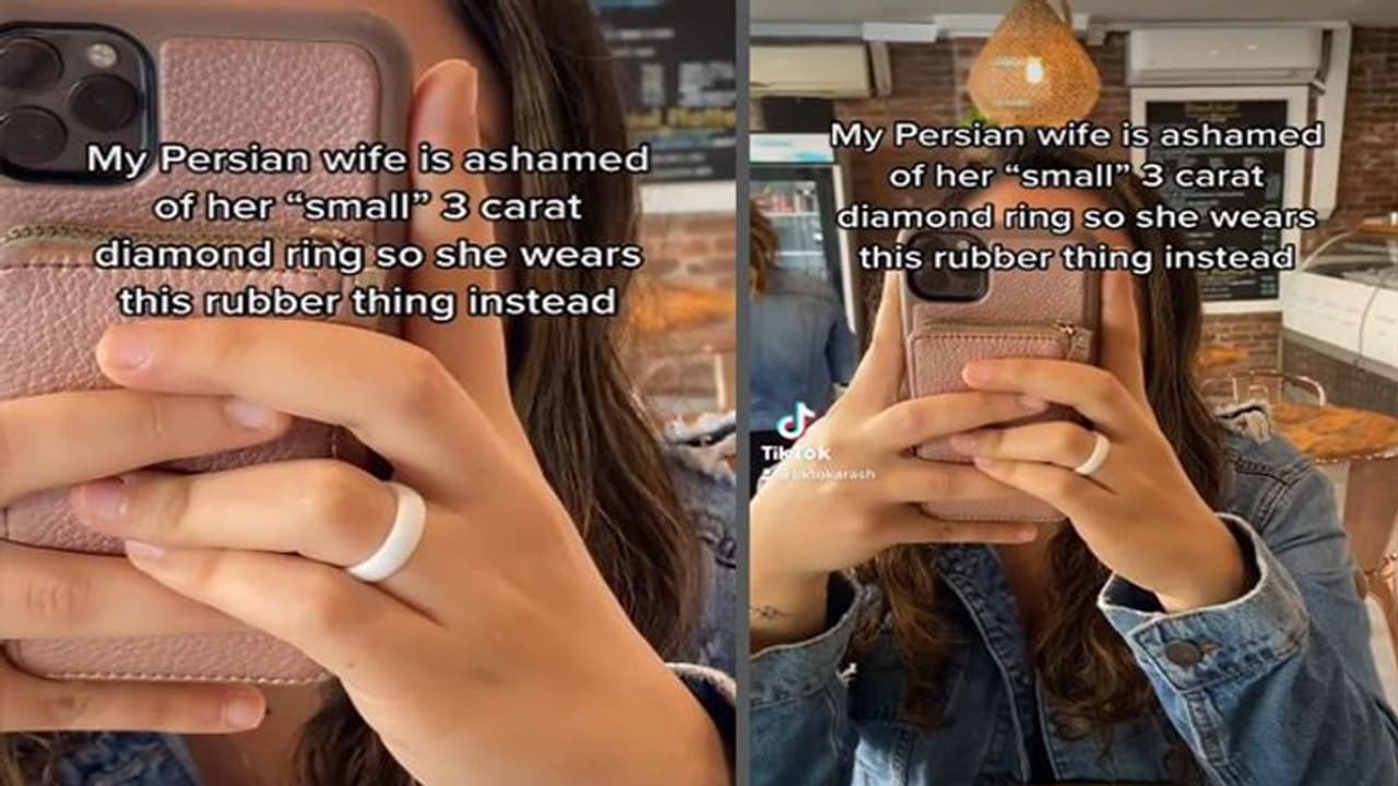 शादी में पति की दी छोटी डायमंड रिंग पर पत्नी को आई शर्म, अंगूठी उतारकर पहन लिया रबर बैंड, कहा ये दिखता तो है शादी में पति की दी छोटी डायमंड रिंग पर पत्नी को आई शर्म, अंगूठी उतारकर पहन लिया रबर बैंड, कहा ये दिखता तो है