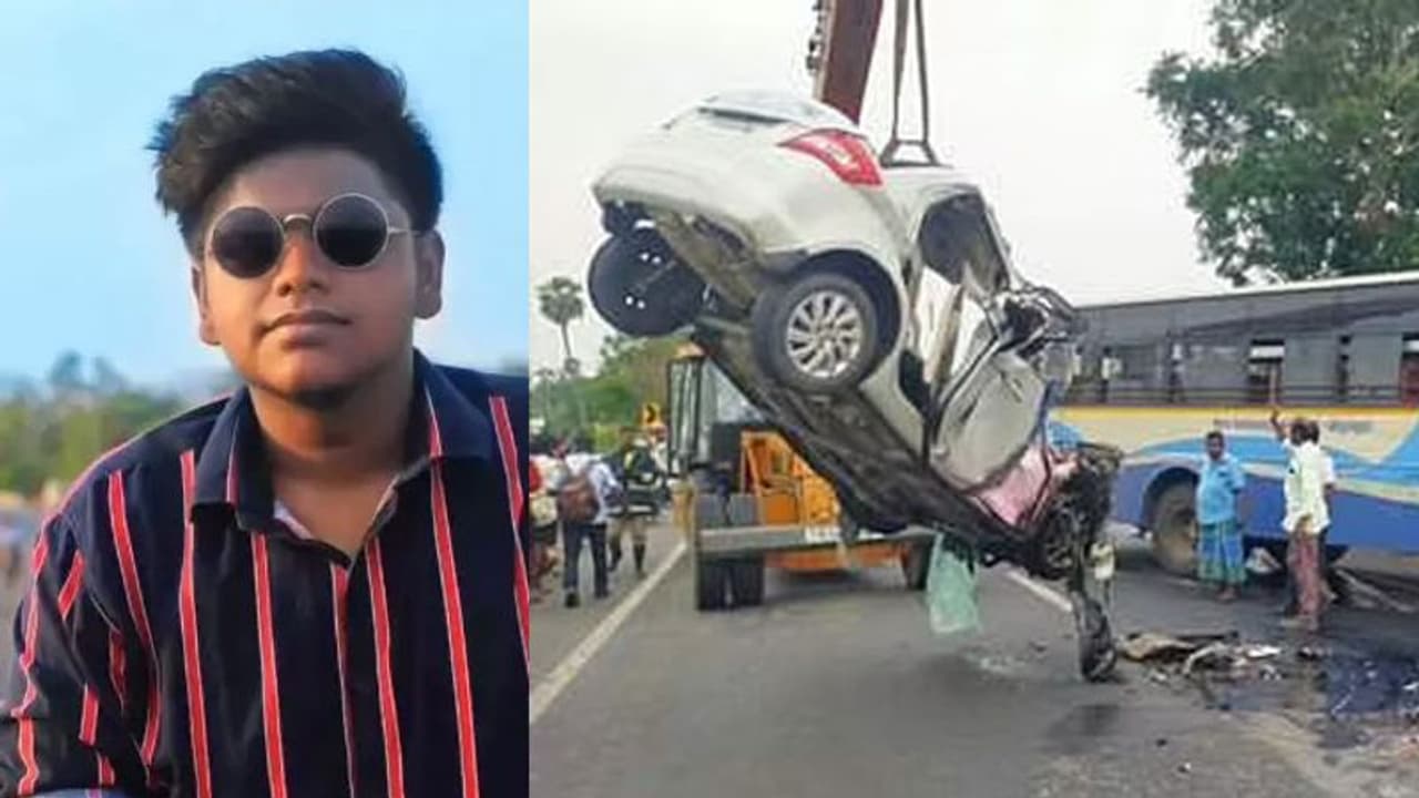 கார் அரசு பேருந்து நேருக்கு நேர் மோதல்.. ரத்த வெள்ளத்தில் உடல் நசுங்கி உயிரிழந்த திமுக மாஜி MLA பேரன்..! கார் அரசு பேருந்து நேருக்கு நேர் மோதல்.. ரத்த வெள்ளத்தில் உடல் நசுங்கி உயிரிழந்த திமுக மாஜி MLA பேரன்..!