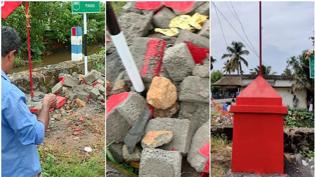 സിപിഐയുടെ കൊടിമരവും സ്തൂപവും പിഴുതുമാറ്റി സിപിഎം പഞ്ചായത്ത് ഭരണസമിതി