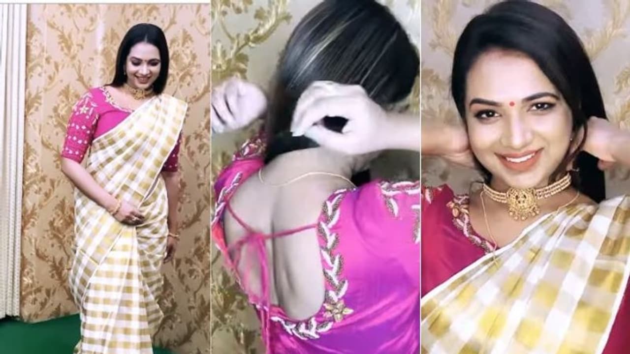 സാരി ഡ്രാപ്പിങ് വീഡിയോ പങ്കുവച്ച് ശരണ്യ, കിടിലനെന്ന് ആരാധകര്‍