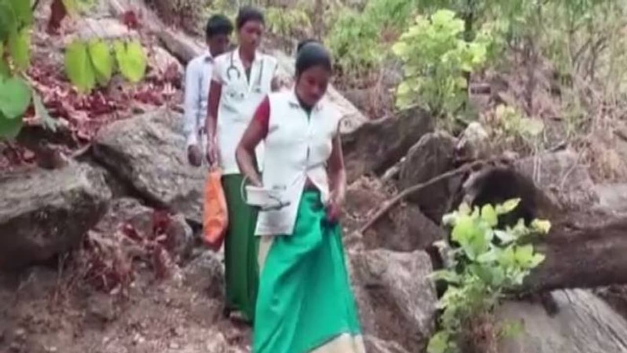 ആദിവാസിഗ്രാമങ്ങളിൽ പരിശോധന നടത്താൻ കുന്നുംമലയും താണ്ടി വനിതാആരോഗ്യപ്രവർത്തകർ നടന്നത് 10 കിലോമീറ്റർ ആദിവാസിഗ്രാമങ്ങളിൽ പരിശോധന നടത്താൻ കുന്നുംമലയും താണ്ടി വനിതാആരോഗ്യപ്രവർത്തകർ നടന്നത് 10 കിലോമീറ്റർ