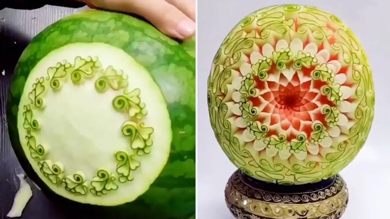 Watch: Woman crafts a stunning design on watermelon