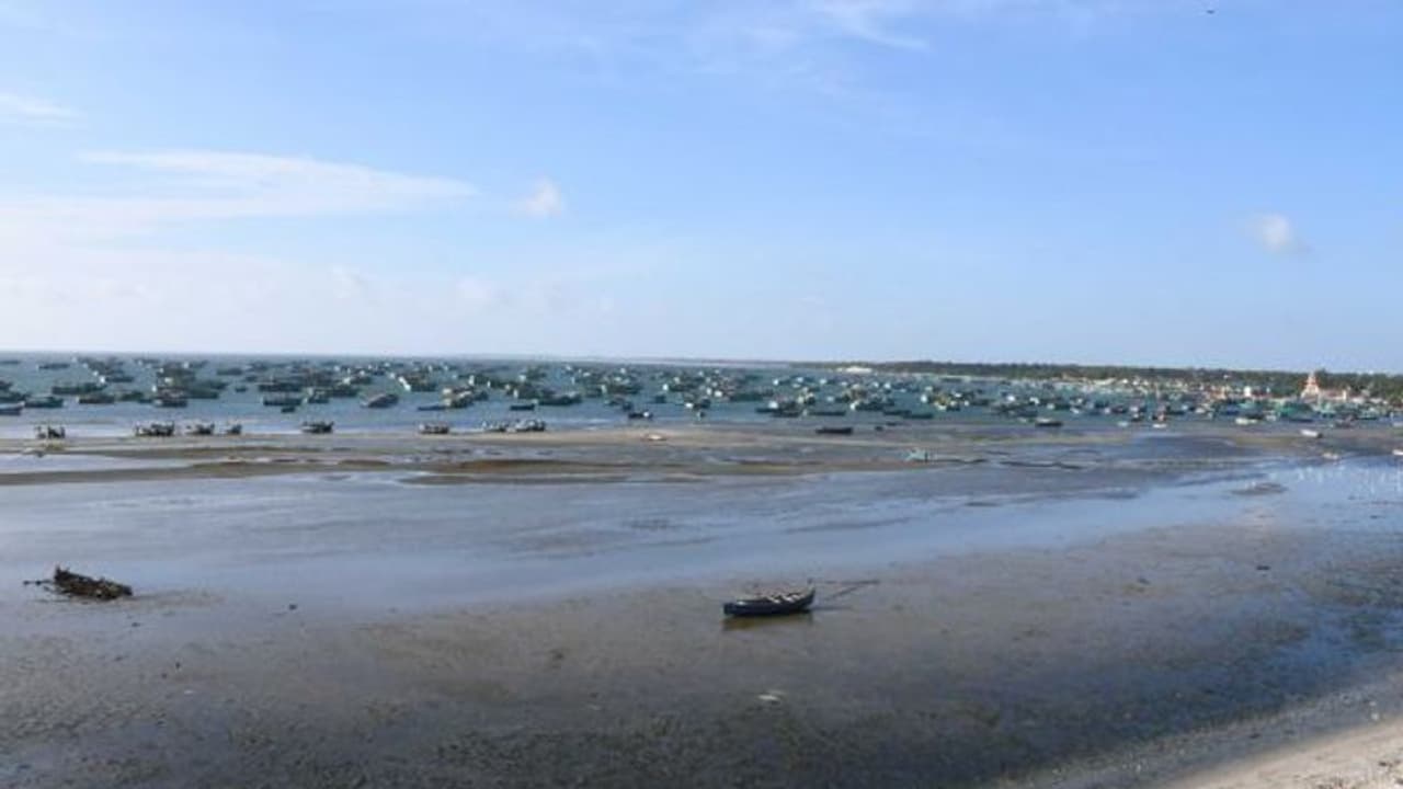 திடீரென்று 100 மீட்டர் தூரத்திற்கு உள்வாங்கிய கடல் .. அலறி அடித்து ஓடிய சுற்றுலா பயணிகள்..