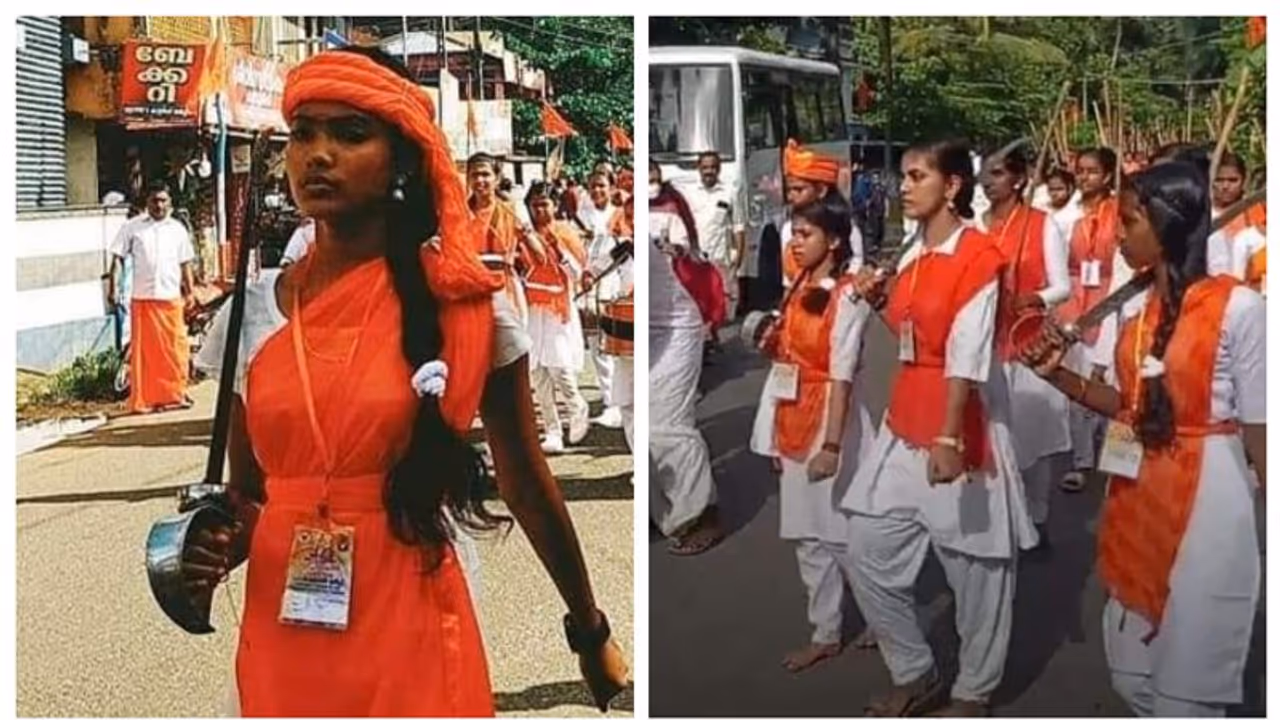 തിരുവനന്തപുരത്ത് വാളേന്തി പ്രകടനം; ദുര്‍ഗാവാഹിനി പ്രവര്‍ത്തകര്‍ ഉപയോഗിച്ചുവെന്ന് കരുതുന്ന വാളുകൾ പിടികൂടി