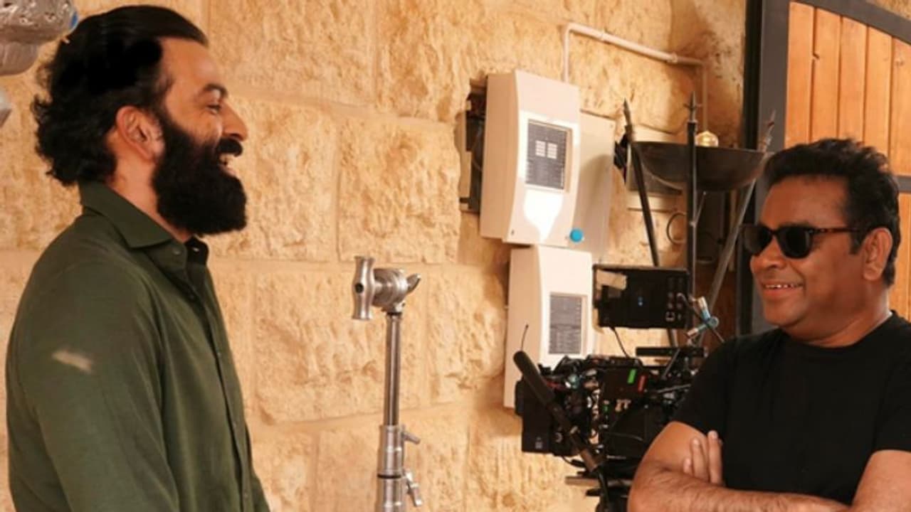 Aadujeevitham : 'ആടുജീവിത'ത്തിന്റെ ലൊക്കേഷനില് എ ആര് റഹ്മാൻ, ഫോട്ടോ പങ്കുവെച്ച് പൃഥ്വിരാജ് Aadujeevitham : 'ആടുജീവിത'ത്തിന്റെ ലൊക്കേഷനില് എ ആര് റഹ്മാൻ, ഫോട്ടോ പങ്കുവെച്ച് പൃഥ്വിരാജ്