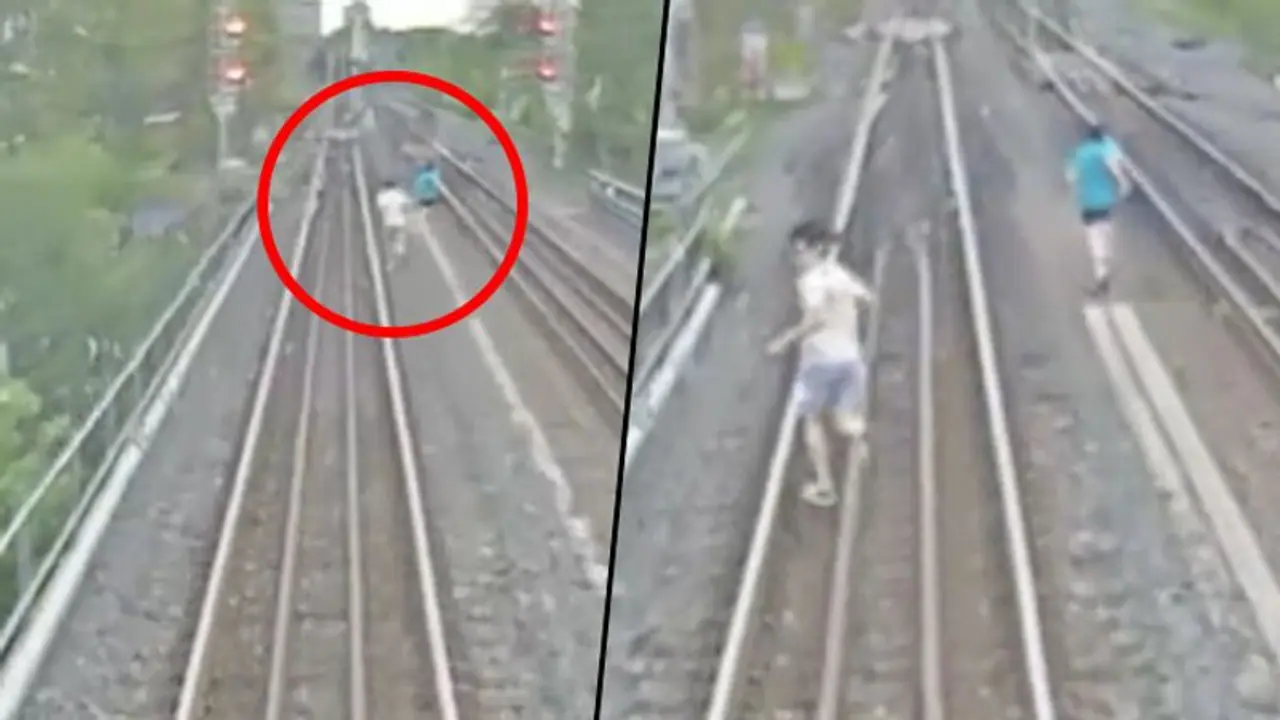 Children have a close shave from being hit by super fast train; watch