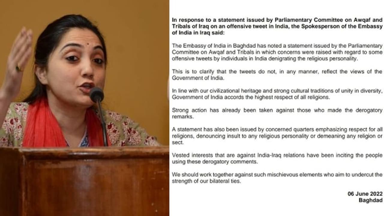 പ്രവാചക നിന്ദ : അപലപിച്ച് ഇറാഖും, ബിജെപി നേതാക്കളുടെ പ്രസ്താവന ഇന്ത്യയുടെ നിലപാടല്ലെന്ന് ഇറാഖിലെ ഇന്ത്യൻ എംബസി