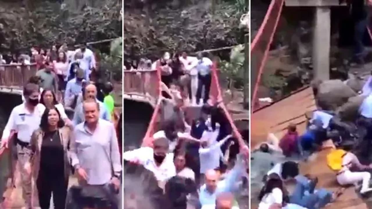 ഉദ്ഘാടനത്തിനുപിന്നാലെ നടക്കുമ്പോള്‍ പാലം തകര്‍ന്നു, മേയറും കൂട്ടരും സമീപത്തെ കുഴിയില്‍!