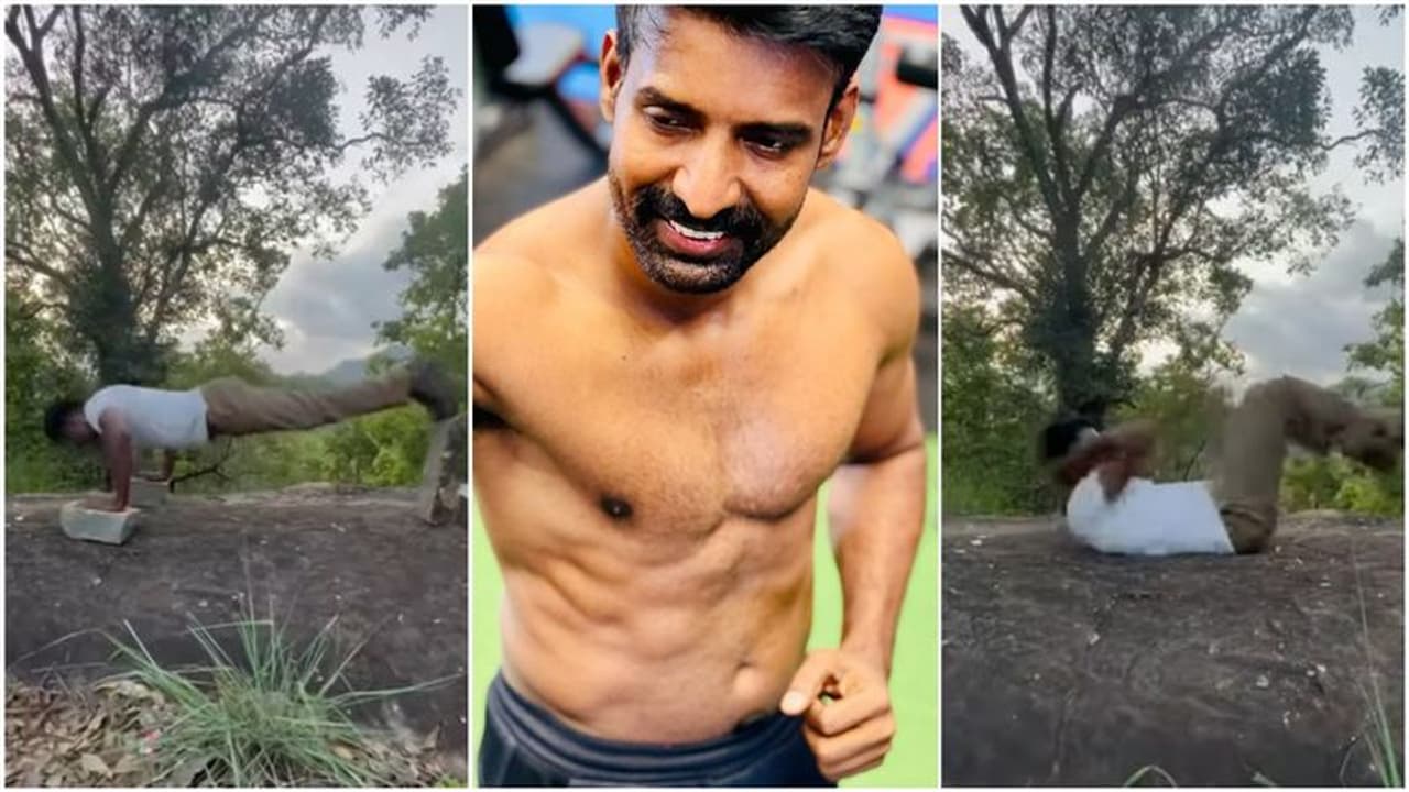 பாறைகள் மேல் வெறித்தன ஒர்கவுட் செய்யும் சூரி.. படப்பிடிப்பு தளத்தில் உடற்பயிற்சி வீடியோ!!