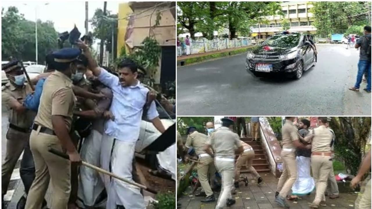കനത്ത സുരക്ഷയിലും മുഖ്യമന്ത്രിക്കെതിരെ കോഴിക്കോട്ടും കരിങ്കൊടി, അറസ്റ്റ്, കസ്റ്റഡി; ദില്ലിയിലും പ്രതിഷേധം കനത്ത സുരക്ഷയിലും മുഖ്യമന്ത്രിക്കെതിരെ കോഴിക്കോട്ടും കരിങ്കൊടി, അറസ്റ്റ്, കസ്റ്റഡി; ദില്ലിയിലും പ്രതിഷേധം