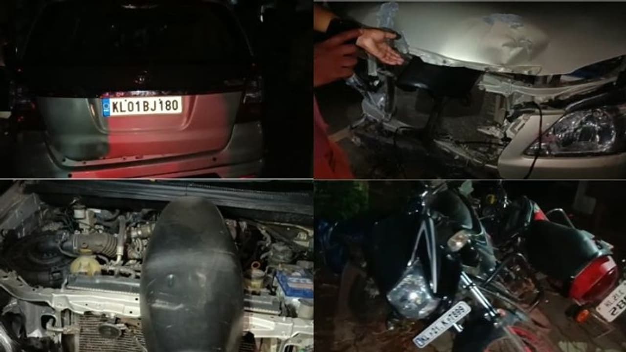 തിരുവനന്തപുരത്ത് ഇന്നോവ കാർ 11 ഇരുചക്ര വാഹനങ്ങൾ ഇടിച്ച് തെറിപ്പിച്ചു, വഴിയാത്രക്കാരനും പരിക്ക് തിരുവനന്തപുരത്ത് ഇന്നോവ കാർ 11 ഇരുചക്ര വാഹനങ്ങൾ ഇടിച്ച് തെറിപ്പിച്ചു, വഴിയാത്രക്കാരനും പരിക്ക്