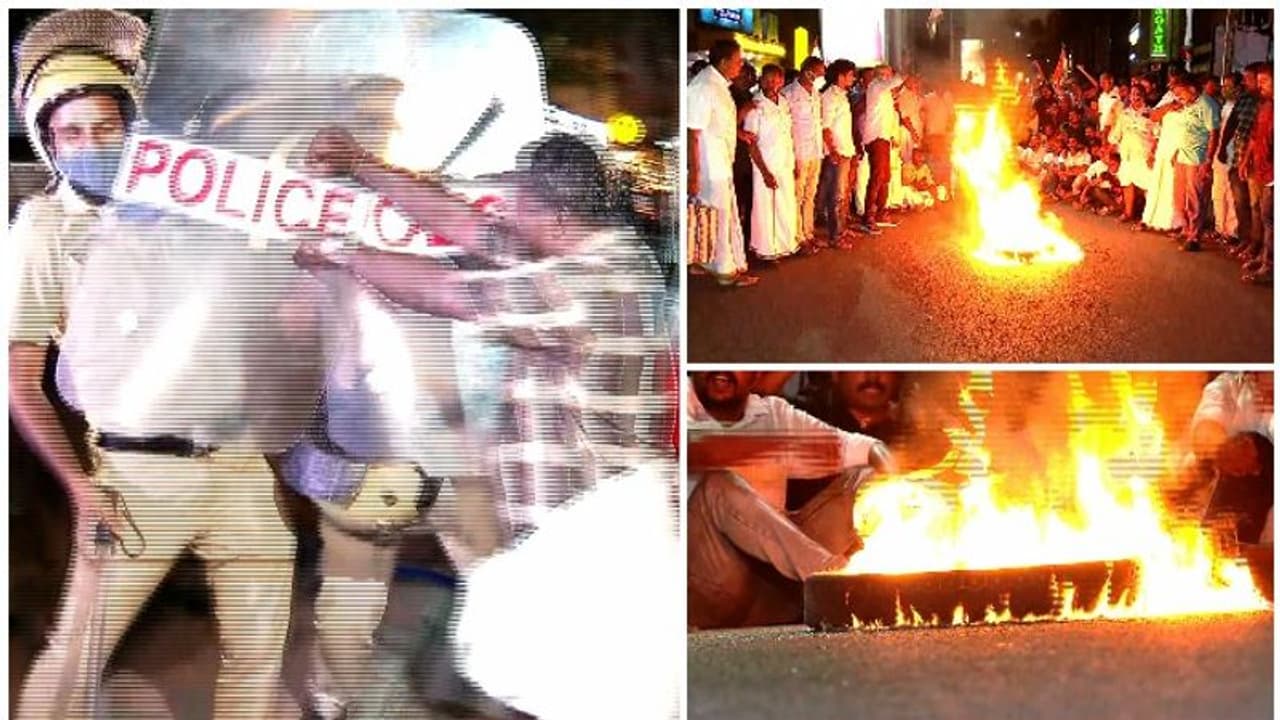 നാടൻ ബോംബേറ്, തല്ലിത്തകർക്കൽ, ഗാന്ധി പ്രതിമയുടെ തലവെട്ടി, സംഘർഷത്തിന്‍റെ രാത്രി!