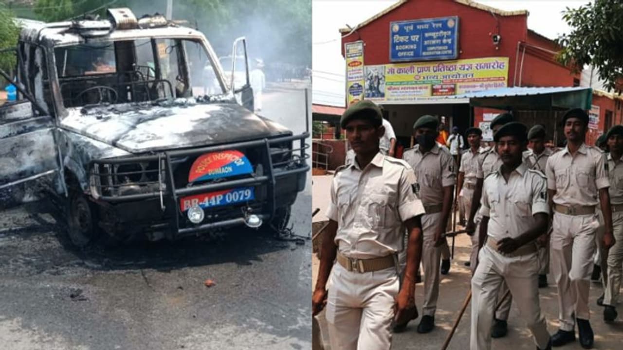 അഗ്നിപഥ് പദ്ധതി : ബിഹാറിൽ വീണ്ടും അക്രമം, ബക്സറിൽ പൊലീസ് ജീപ്പ് കത്തിച്ചു അഗ്നിപഥ് പദ്ധതി : ബിഹാറിൽ വീണ്ടും അക്രമം, ബക്സറിൽ പൊലീസ് ജീപ്പ് കത്തിച്ചു
