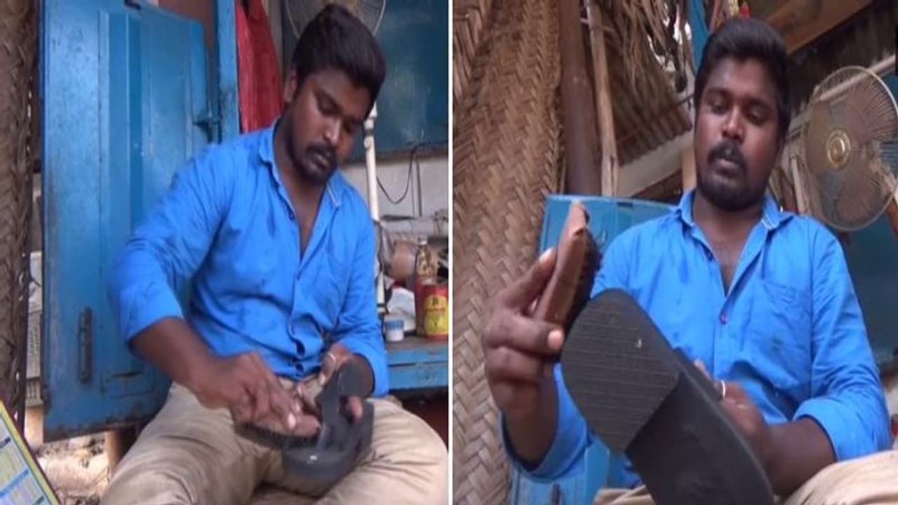 చెప్పులు కుడుతున్న సివిల్ ఇంజినీరింగ్ గ్రాడ్యుయేట్.. వైరల్ అవుతున్న ఫొటోలు చెప్పులు కుడుతున్న సివిల్ ఇంజినీరింగ్ గ్రాడ్యుయేట్.. వైరల్ అవుతున్న ఫొటోలు