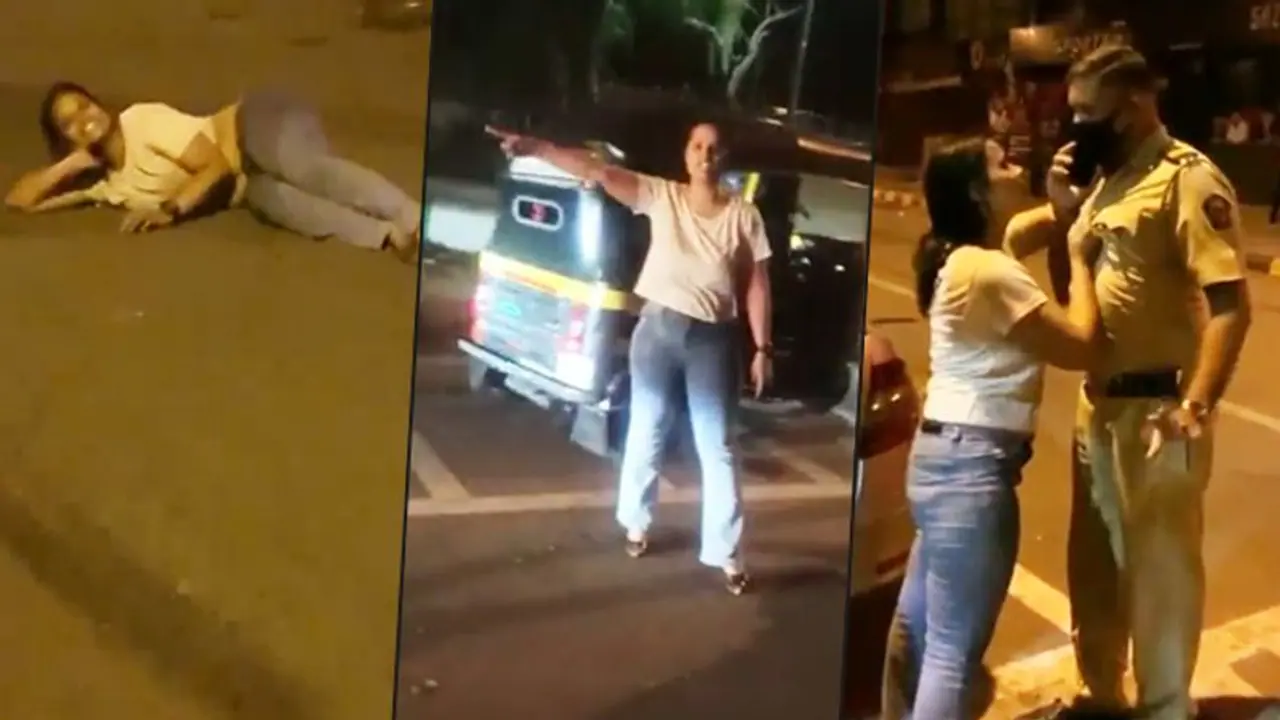Drunken Mumbai woman creates ruckus; abuses policeman, cab driver Drunken Mumbai woman creates ruckus; abuses policeman, cab driver