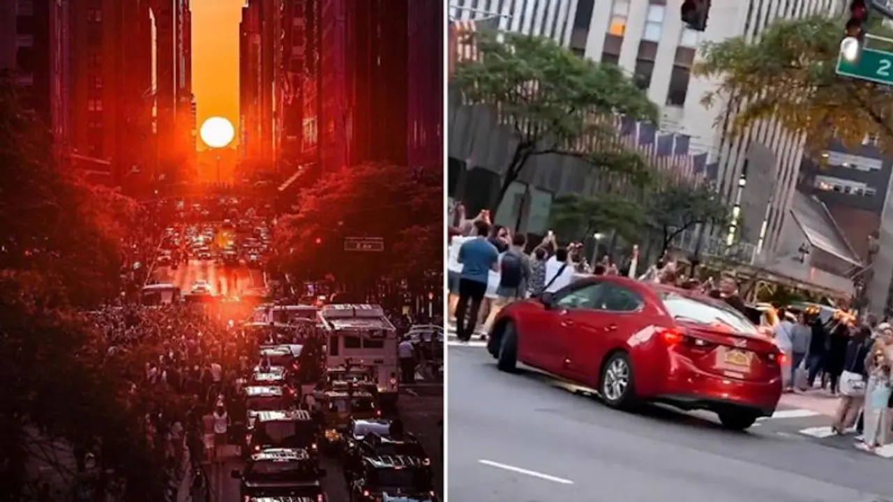 Watch: When New York came to a halt for capturing a beautiful sunset